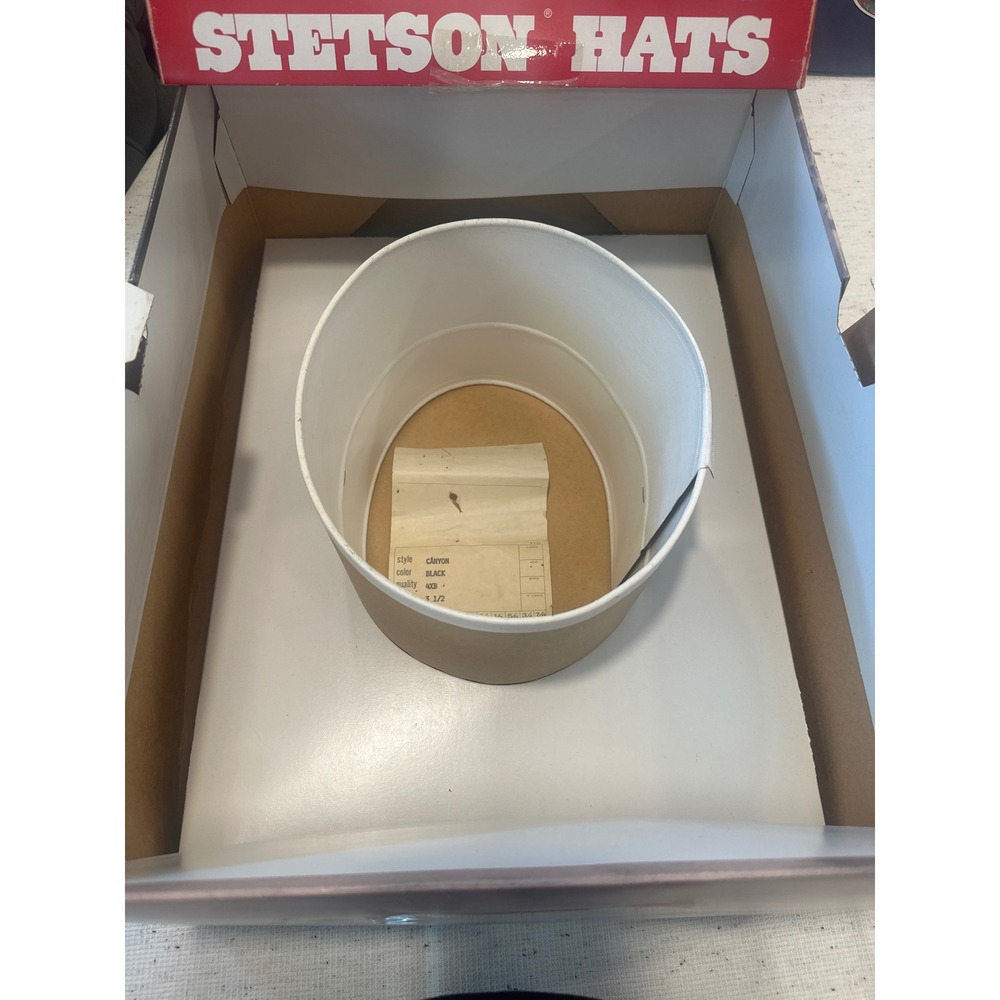VTG John B Stetson 4X Beaver Felt Cowboy Hat Black Size 7 56 Made USA XXXX w/box - Picture 8 of 14